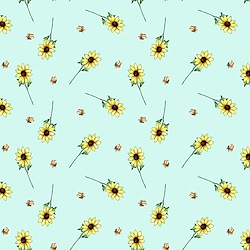 Light Teal - Mini Sunflowers